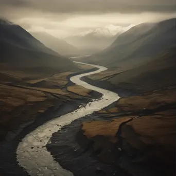 Winding river flowing through diverse landscapes symbolizing the flow of time - Image 3