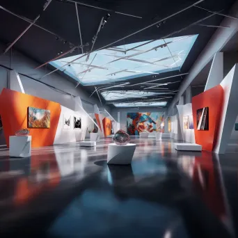 Avant-garde modern art gallery interior with digital installations - Image 3