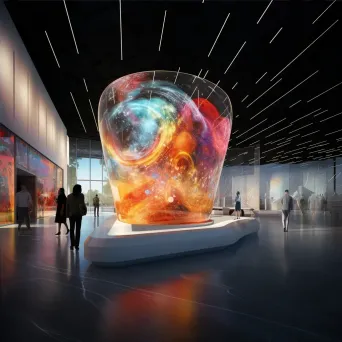 Avant-garde modern art gallery interior with digital installations - Image 4