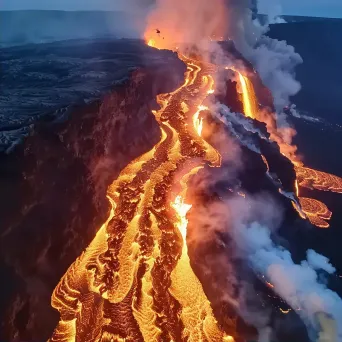 Volcano Eruption Aerial Filming