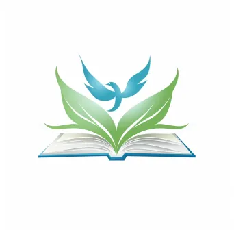 Logo with an open book, its pages turning into flying birds, in blue and green. - Image 1