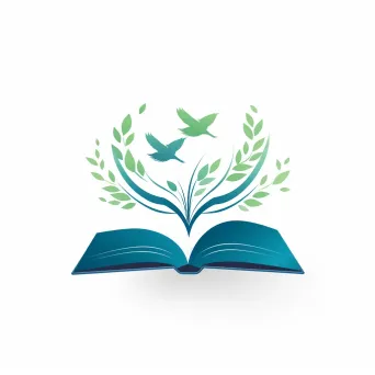 Logo with an open book, its pages turning into flying birds, in blue and green. - Image 4