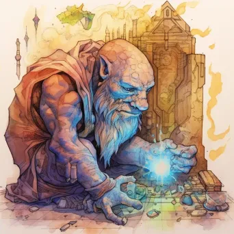 Creation of golem with alchemist infusing magic into clay - Image 4