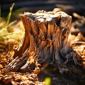 Close-Up of Carved Ancient Tree Stump