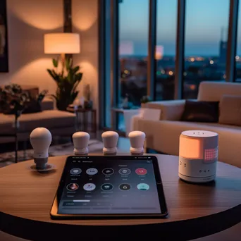 Smart home devices displayed in a modern urban apartment. - Image 1