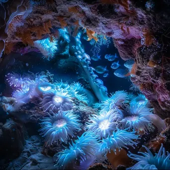 Enchanting Sea Cave with Anemones