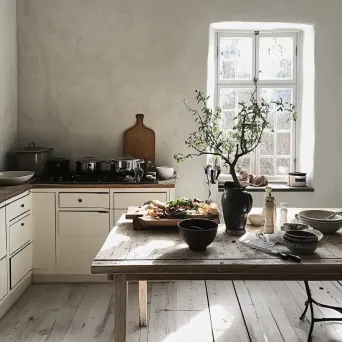 Warm and minimalist Scandinavian kitchen preparing a traditional Nordic Smörgåsbord - Image 3