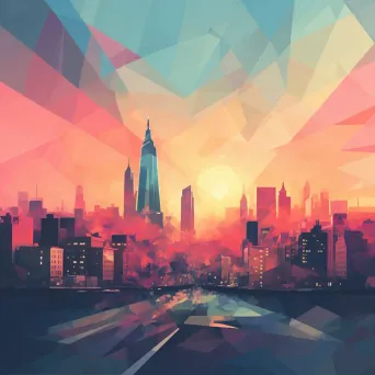 Bustling City Skyline in Low Poly