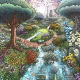 Serene Digital Garden Maintained by Artificial Intelligence - Image 4