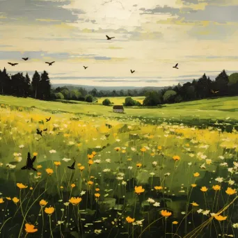 Image of a secluded meadow filled with wildflowers and fluttering butterflies - Image 4