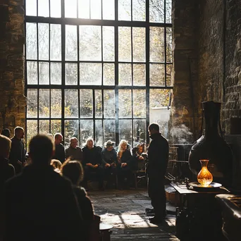 Artisan demonstrating ancient glass blowing techniques to spectators - Image 3