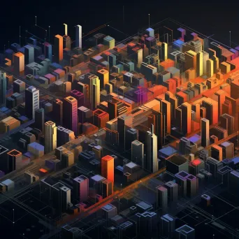 Low Poly aerial city view emphasizing grids and lines - Image 1