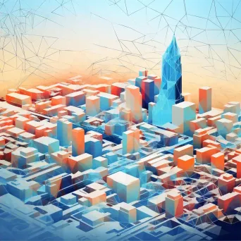 Low Poly aerial city view emphasizing grids and lines - Image 2