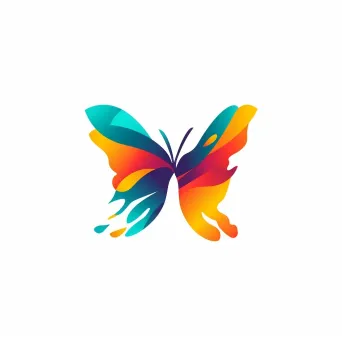 Logo with a butterfly created by overlapping brushstrokes in various colors, on a white background. - Image 3