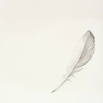 Minimalist watercolor of a solitary feather against a white canvas - Image 1