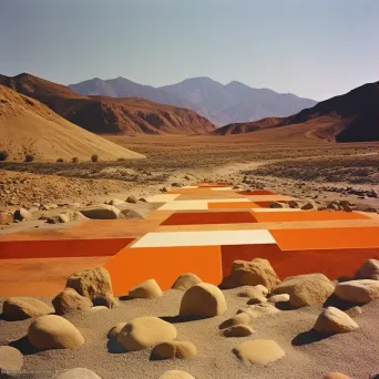 Minimalist desert landscape in orange and brown hues - Image 3