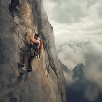 Rock climber scaling a steep cliff - Image 4