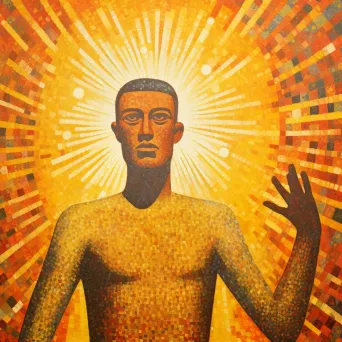 Radiant pointillism painting of Incan Sun God Inti - Image 1