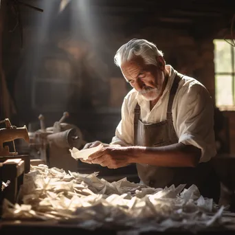 Artisan creating paper by hand in a historic workshop. - Image 4