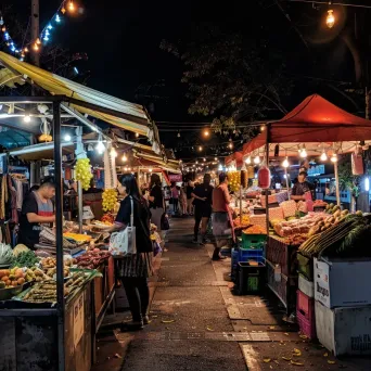 Nighttime Street Market Scene