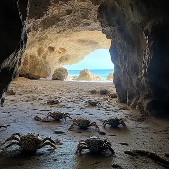 Crabs on sandy floor of coastal cave - Image 4