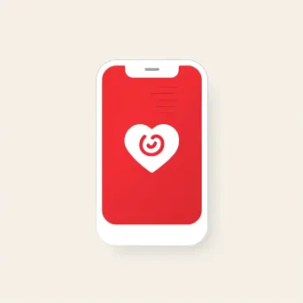 Modern and simple heart icon logo design in red and white colors - Image 2