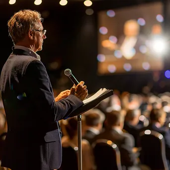 CEO delivering a keynote address in a corporate setting - Image 1