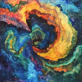 Abstract watercolor rendering of a vibrant cosmic nebula - Image 2