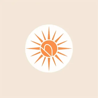 Modern and minimalist logo with a sun icon in orange and white - Image 3