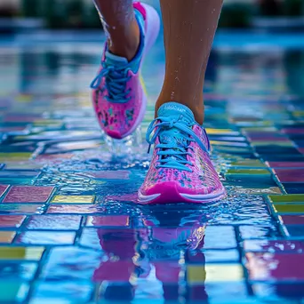 Water shoes and pool tiles at the edge of a pool - Image 2