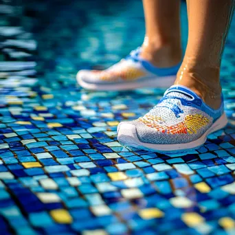 Water shoes and pool tiles at the edge of a pool - Image 3