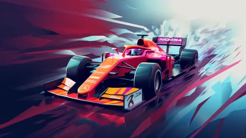 Low poly Formula 1 car racing on wet track showcasing Futurist aesthetics - Image 3