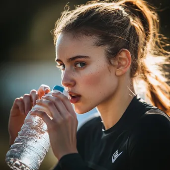 Runner hydrating at a water station during a race - Image 2