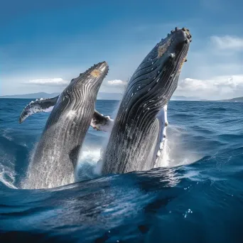 Humpback whales breaching in the sea - Image 2