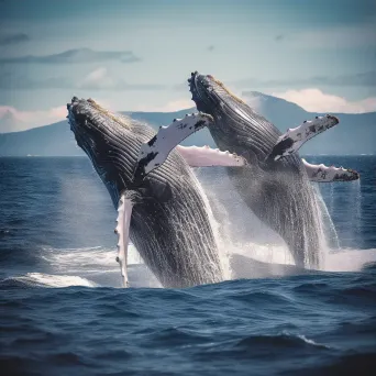 Humpback whales breaching in the sea - Image 3