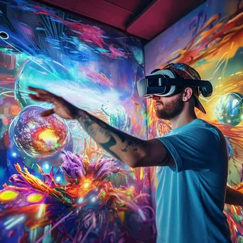 Artist creating digital art in virtual reality environment. - Image 2