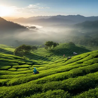 Traditional Tea Harvesting in Misty Hills