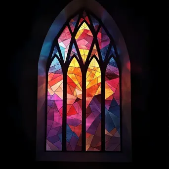 Dazzling low poly stained glass window casting colored light  - Image 1