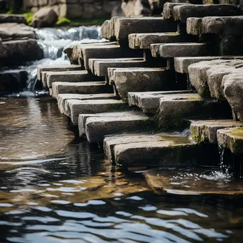 Close-up of a stone traditional weir with flowing water - Image 4