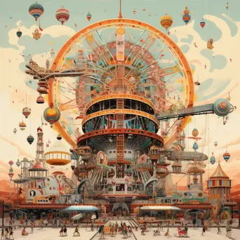 Image of a futuristic carnival with levitating rides and holographic game stalls - Image 4