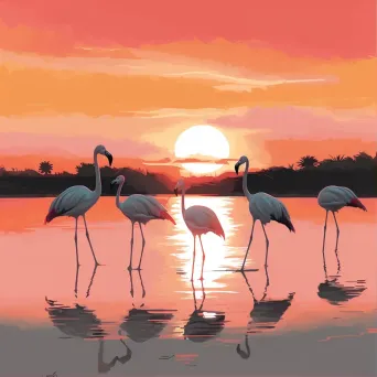 flamingos at dusk - Image 1