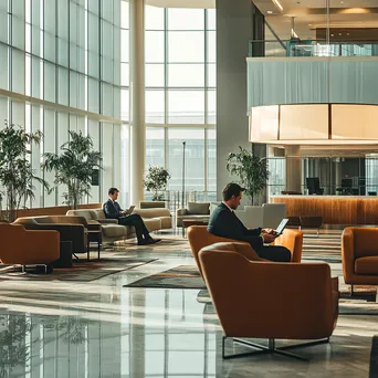 Corporate traveler on video conference in airport lounge. - Image 2