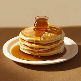 Delicious pancakes with maple syrup depicted in a low poly, geometric art style - Image 1