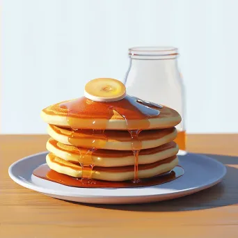 Delicious pancakes with maple syrup depicted in a low poly, geometric art style - Image 2