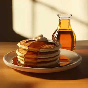 Delicious pancakes with maple syrup depicted in a low poly, geometric art style - Image 4