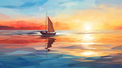 Polygonal depiction of a beach sunset - Image 3