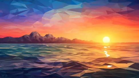 Polygonal depiction of a beach sunset - Image 4