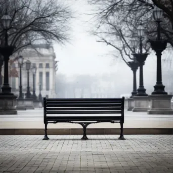 Lonely street bench in deserted city square shot on Sony A7C - Image 4