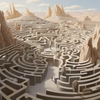 Digital artwork demonstrating a shifting labyrinth changing with the viewer