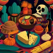 Mexican table set for Dia de los Muertos celebration - Image 1